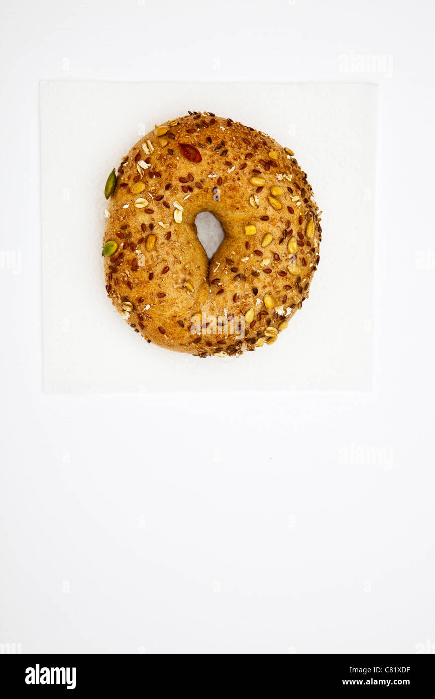 One multigrain bagel Stock Photo