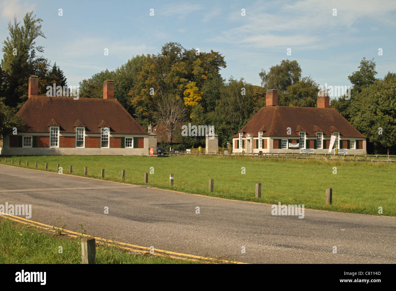 Fairhaven Memorial Lodges, Runnymede, Berkshire, England. Designed by Sir Edward Lutyens. Stock Photo