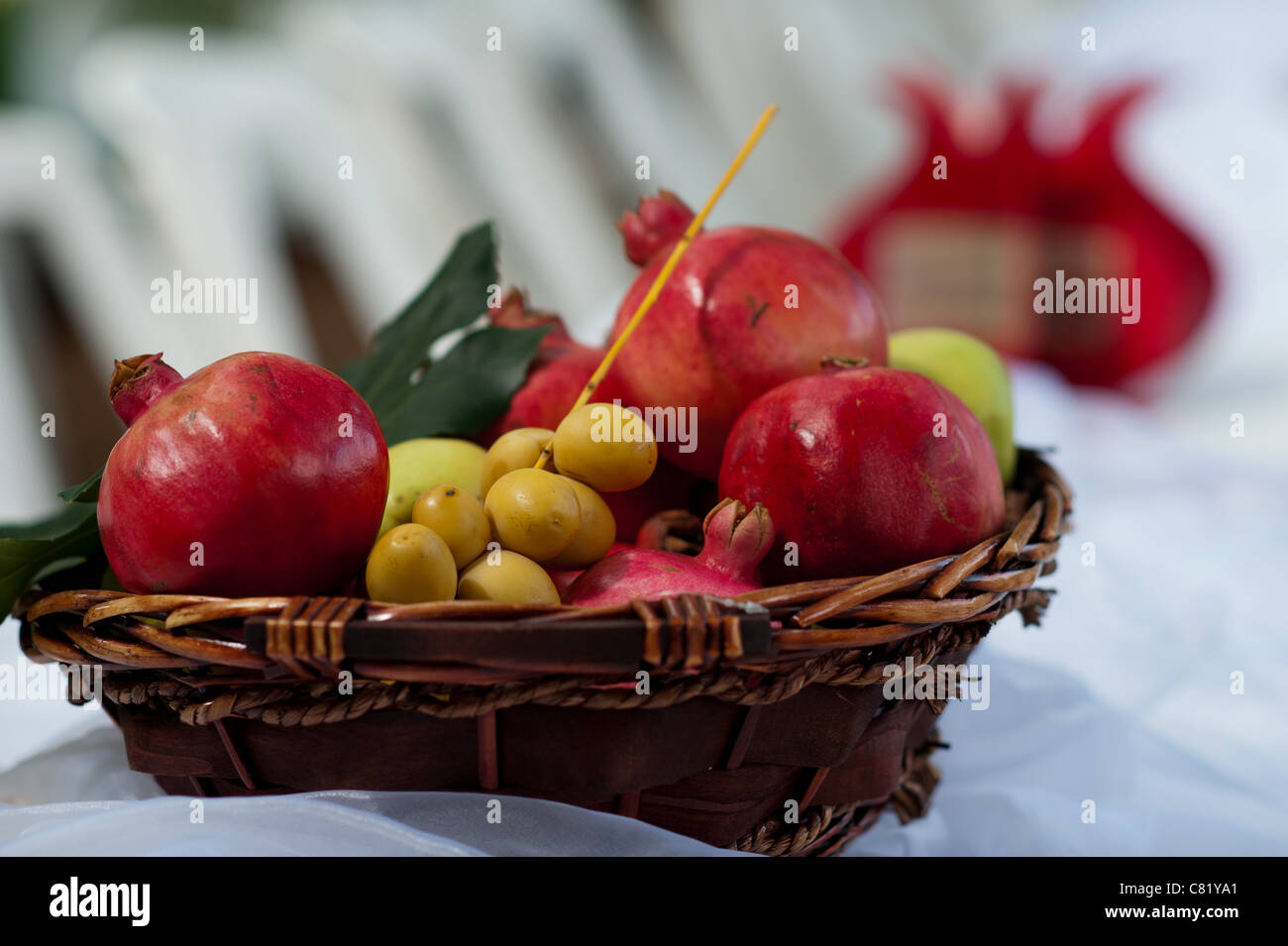 Grenadine on a Rosh Hashana table. Stock Photo