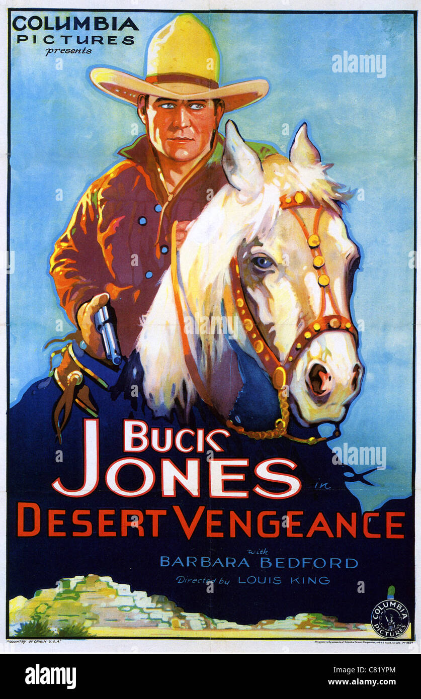 DESERT VENGEANCE Poster for 1931 Columbia bw film with Buck Jones Stock Photo