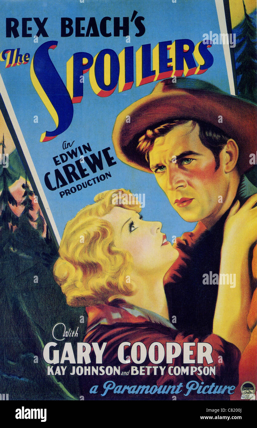 THE SPOILERS Poster for 1930 film with Gary Cooper Stock Photo
