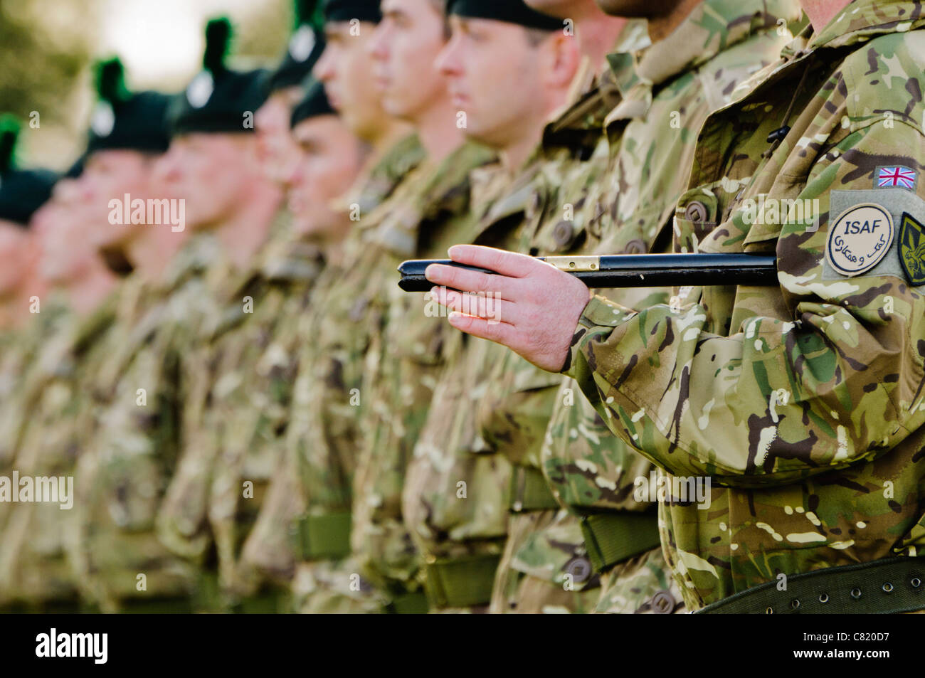 Soldiers from the Royal Irish Regiment and the Irish Guards on parade