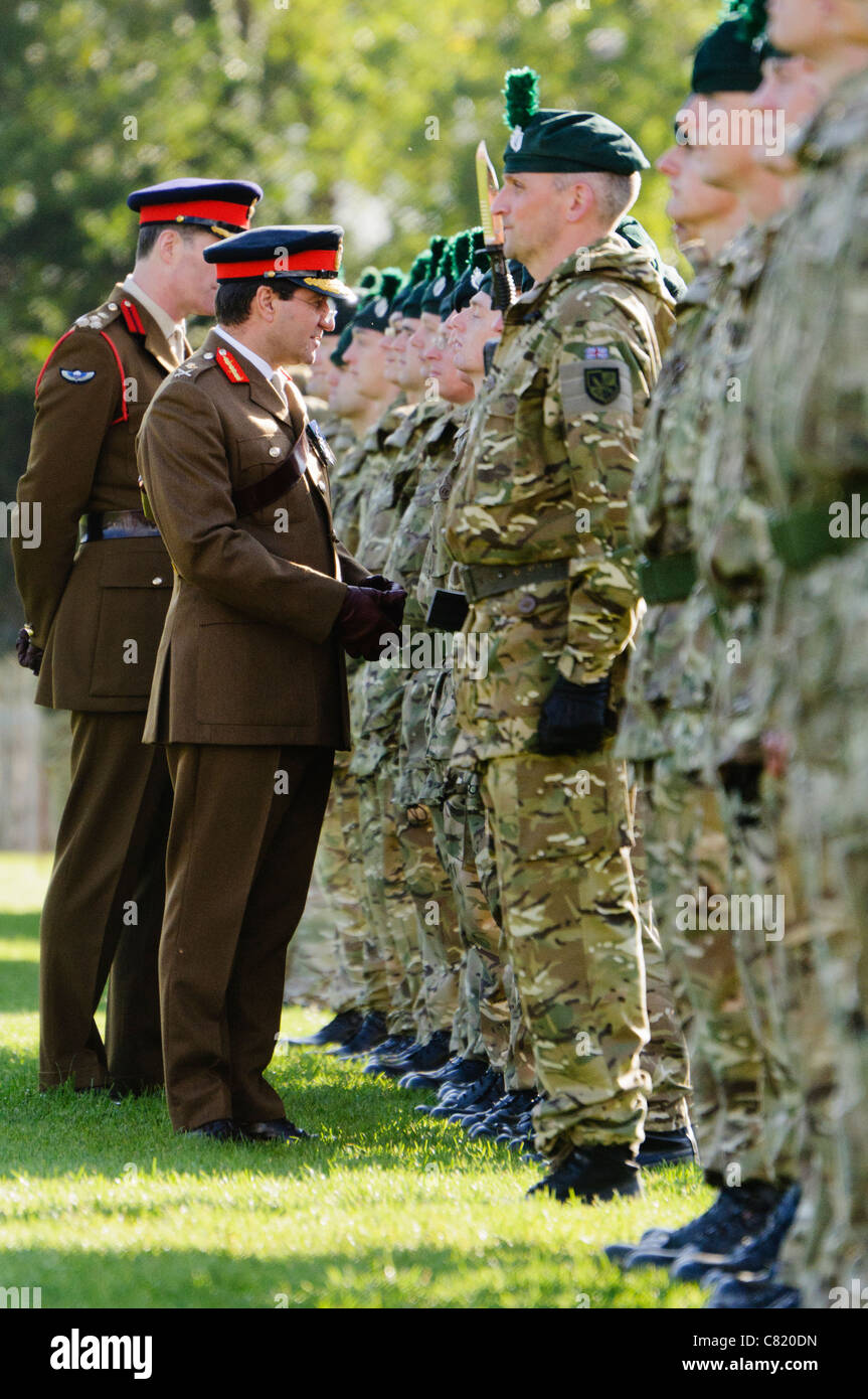 Soldiers from the Royal Irish Regiment and the Irish Guards on parade