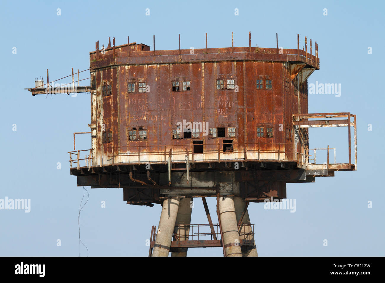 Red Sands sea forts Thames estuary, now abandoned. Stock Photo