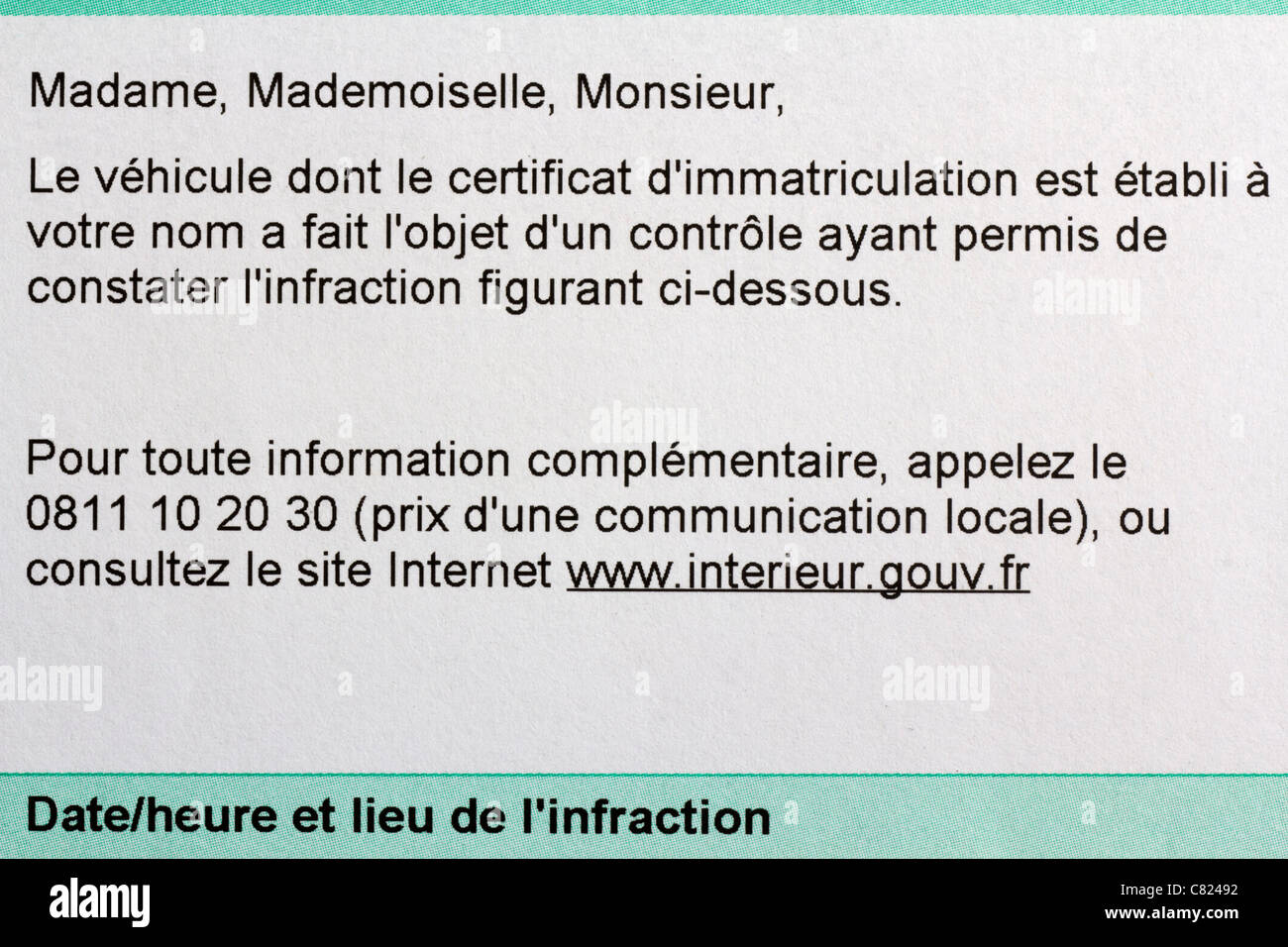 French speeding fine Stock Photo