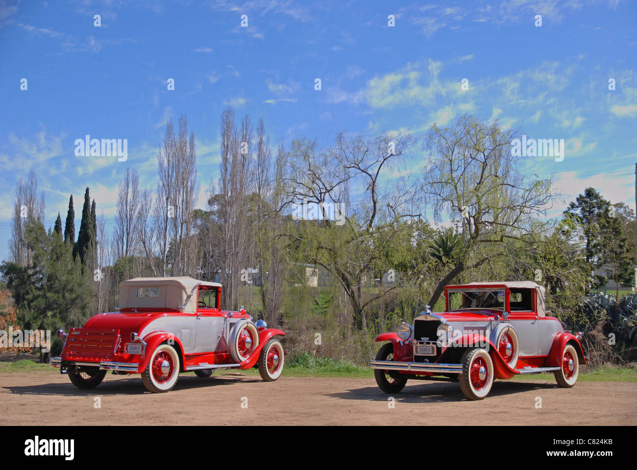 Front & rear views of same car. 1929 Graham-Paige Roadster Stock Photo
