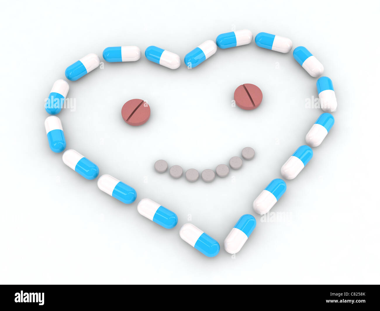 Happy face made pills hi-res stock photography and images - Alamy