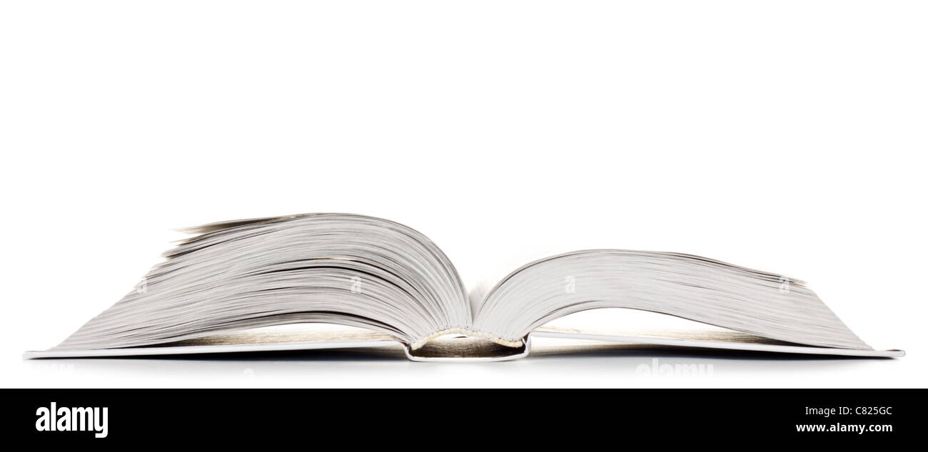 blank opened book isolated on white background Stock Photo - Alamy