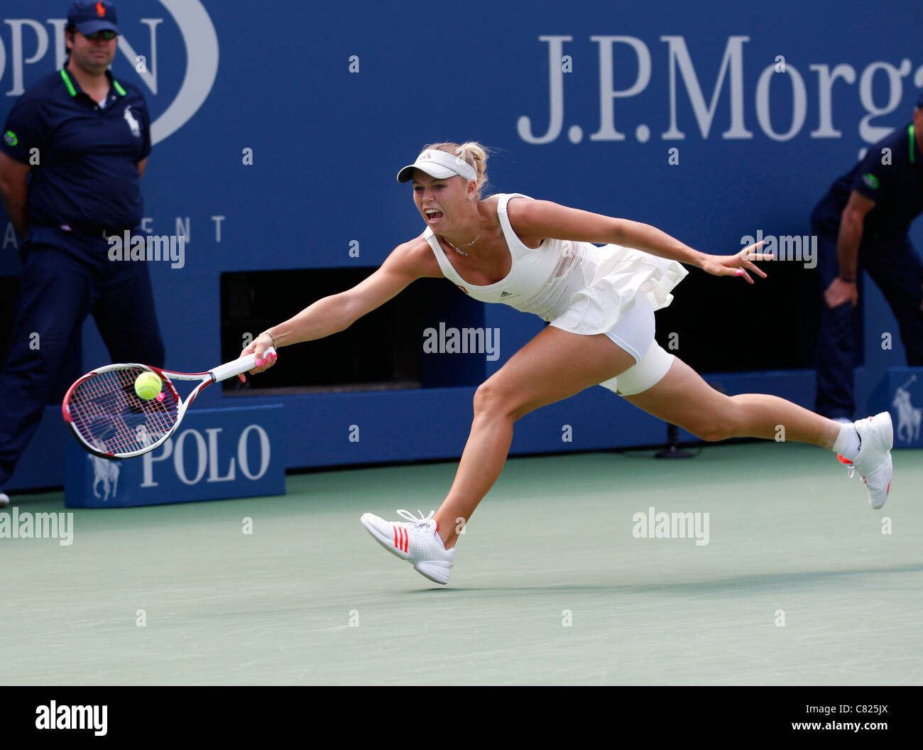 Caroline Wozniacki of Denmark in action at the US Open 2011 Stock Photo