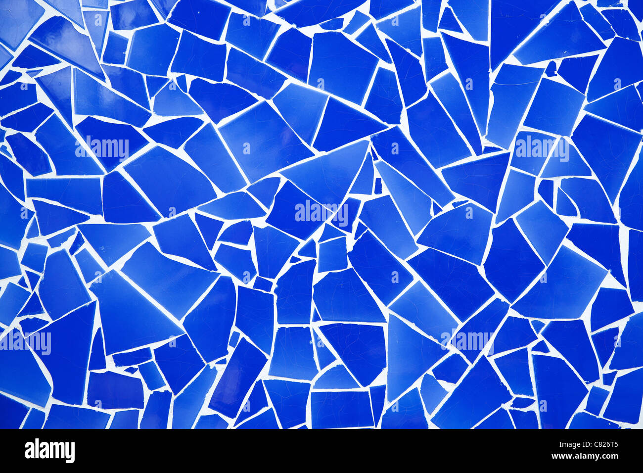 blue trencadis broken tiles mosaic from Mediterranean in Valencia Spain Stock Photo