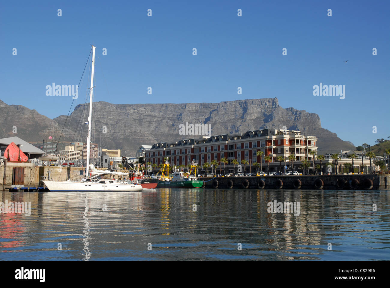 view to Table Mountain & Cape Grace apartments, harbour, V&A Waterfront