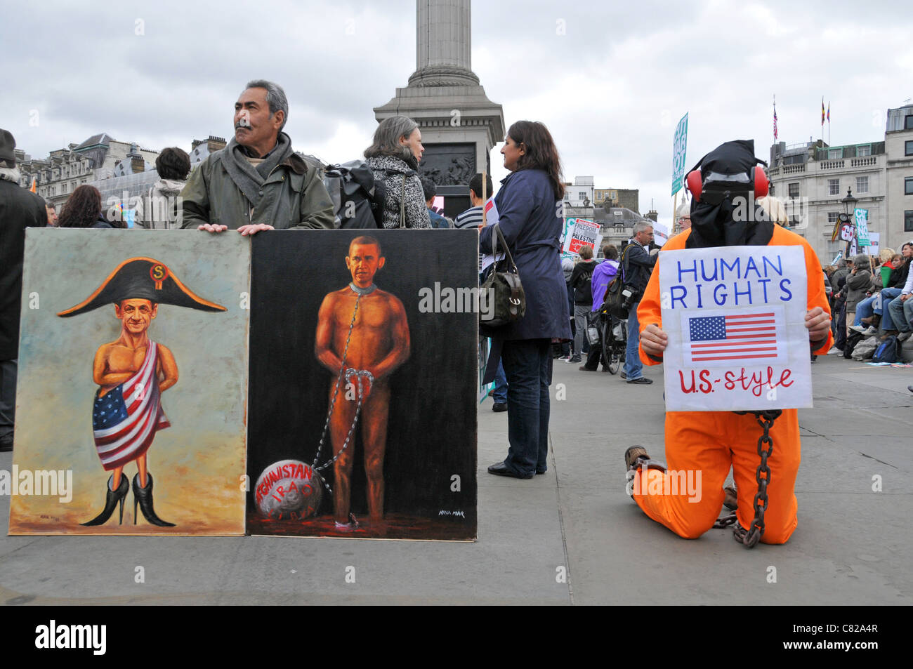 Stop the War Coalition anti war protest Trafalgar Square Saturday 8th