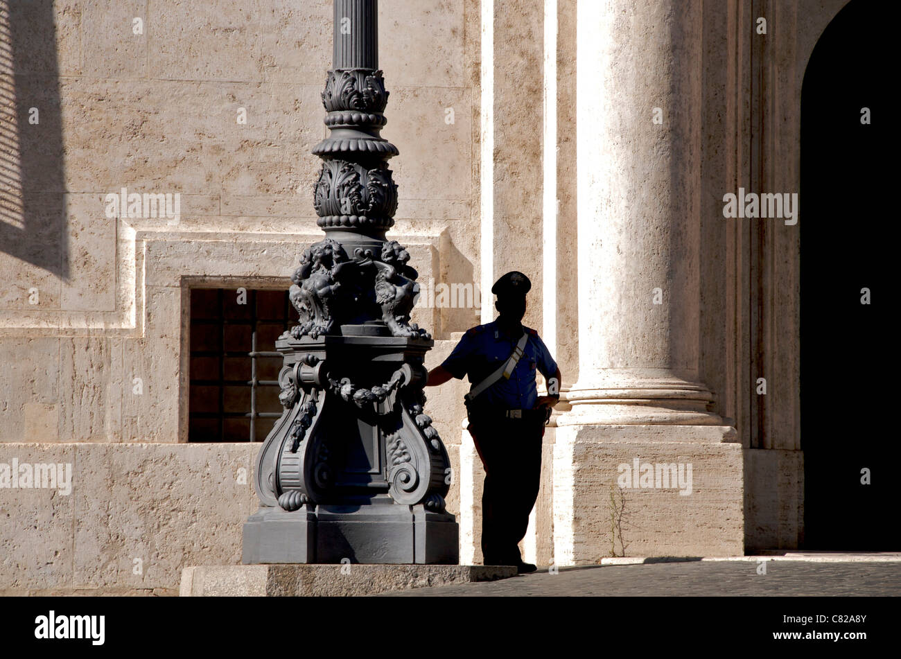 Shadow of Carabinieri . Italian Parliament building, Palazzo di Montecitorio, Rome, Lazio, Italy, Europe Stock Photo