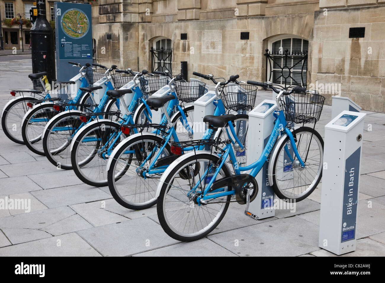 Bath, Somerset, England, UK. Bike in Bath bikes in Orange Grove sharing  station part of Bikincitta cycle hire scheme Stock Photo - Alamy