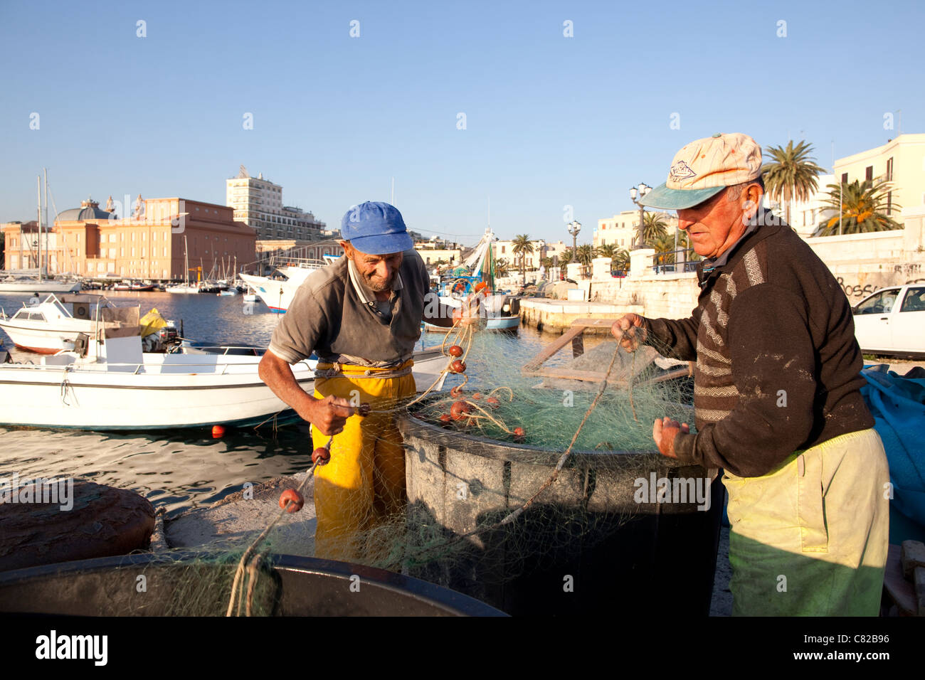 Fisherman, Bari, Puglia Italy. Photo:Jeff Gilbert Stock Photo