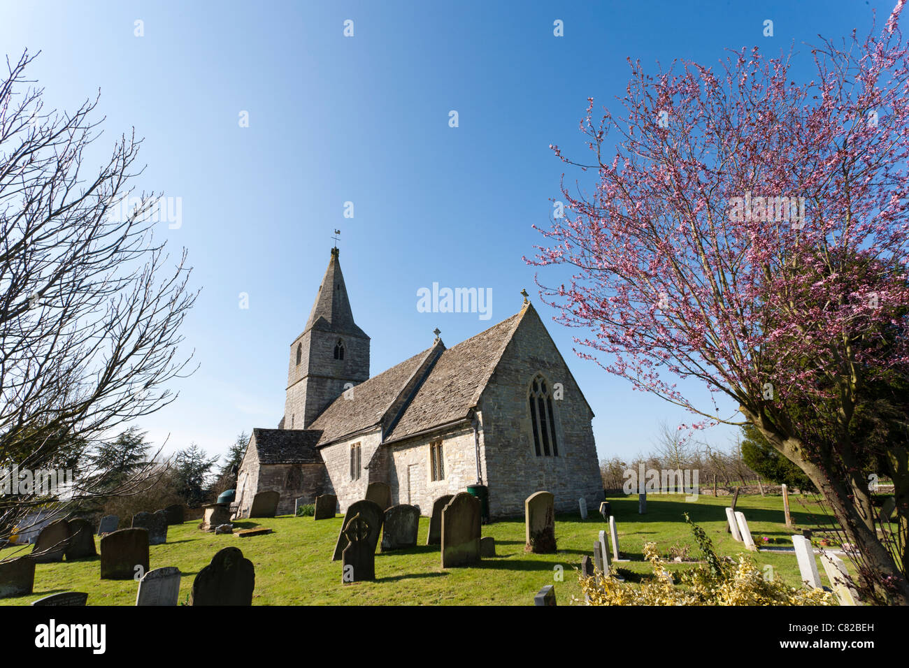 Springtime at Holy Trinity church, Tibberton, Gloucestershire, England, UK Stock Photo