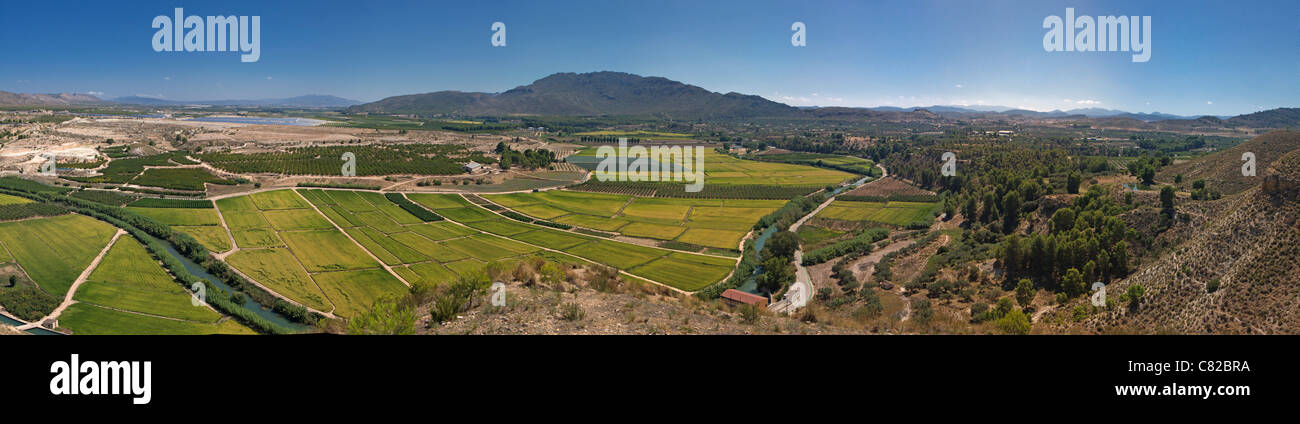 Panoramic view Calasparra Rice is grown in the mountains of the Province of Murcia in Spain,  Europe Stock Photo