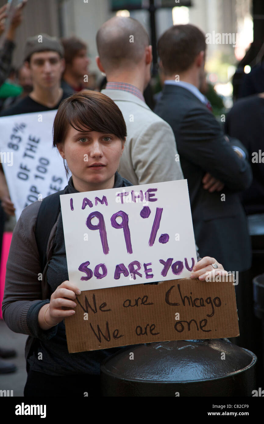'Occupy Chicago' Protest Against Economic Inequality Stock Photo