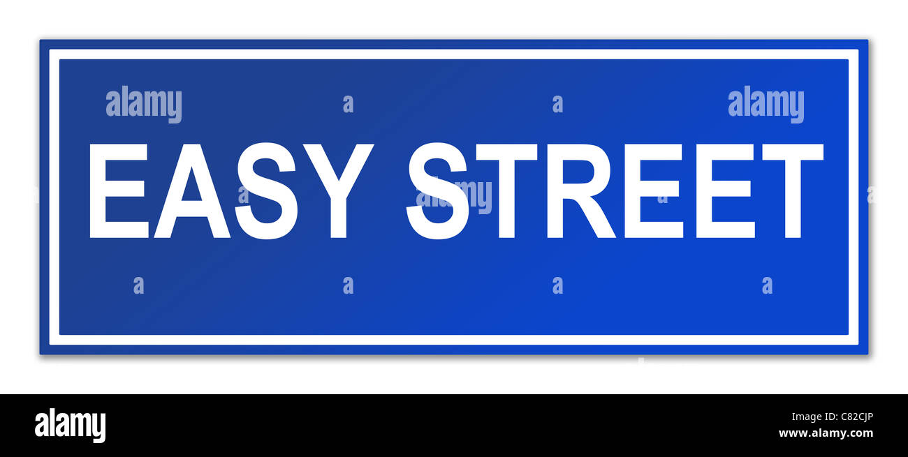 Easy street sign isolated on white background with copy space Stock