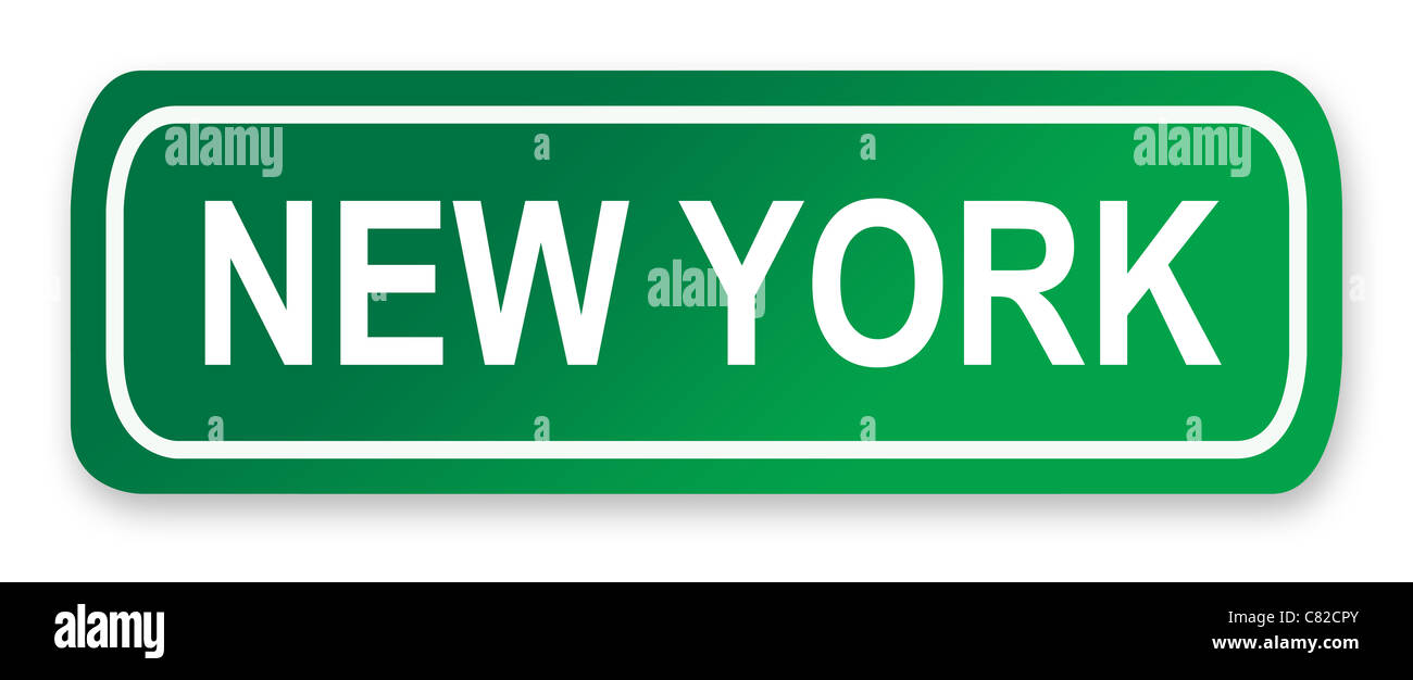New York street or road sign isolated on white, America. Stock Photo