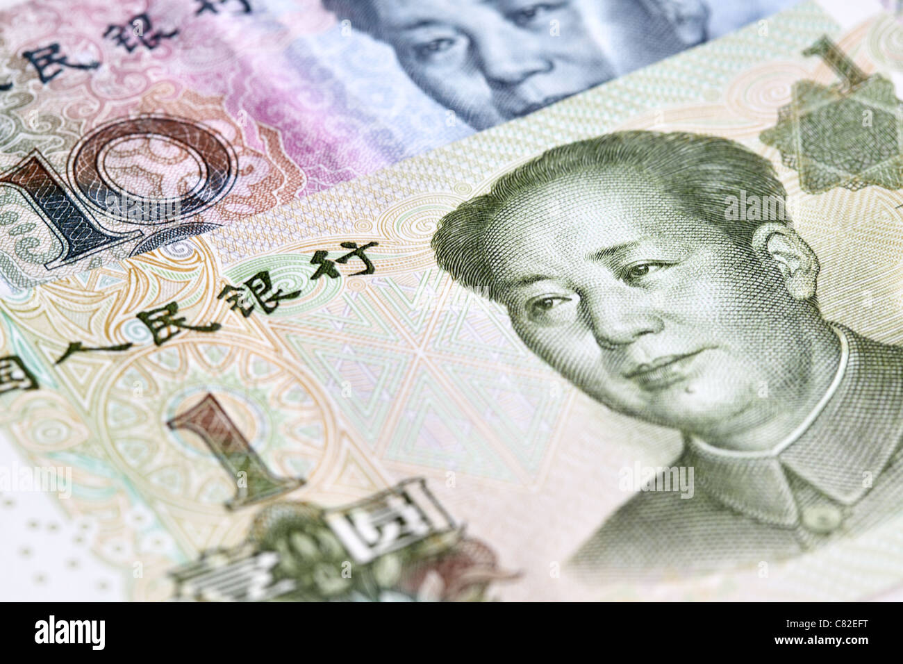 Chinese yuan renminbi bank notes close up Stock Photo