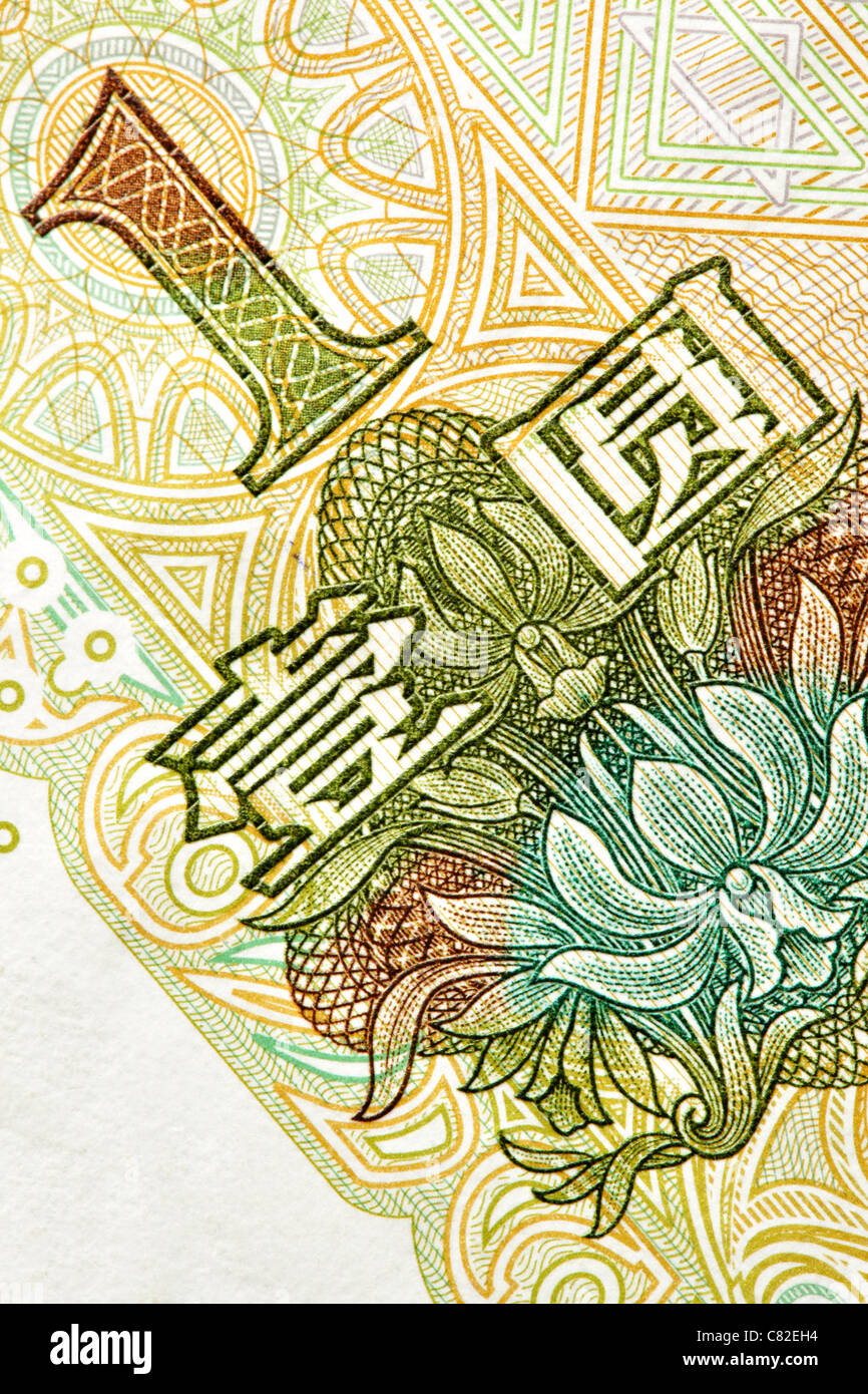 Part of One chinese yuan renminbi (RMB) banknote close up Stock Photo