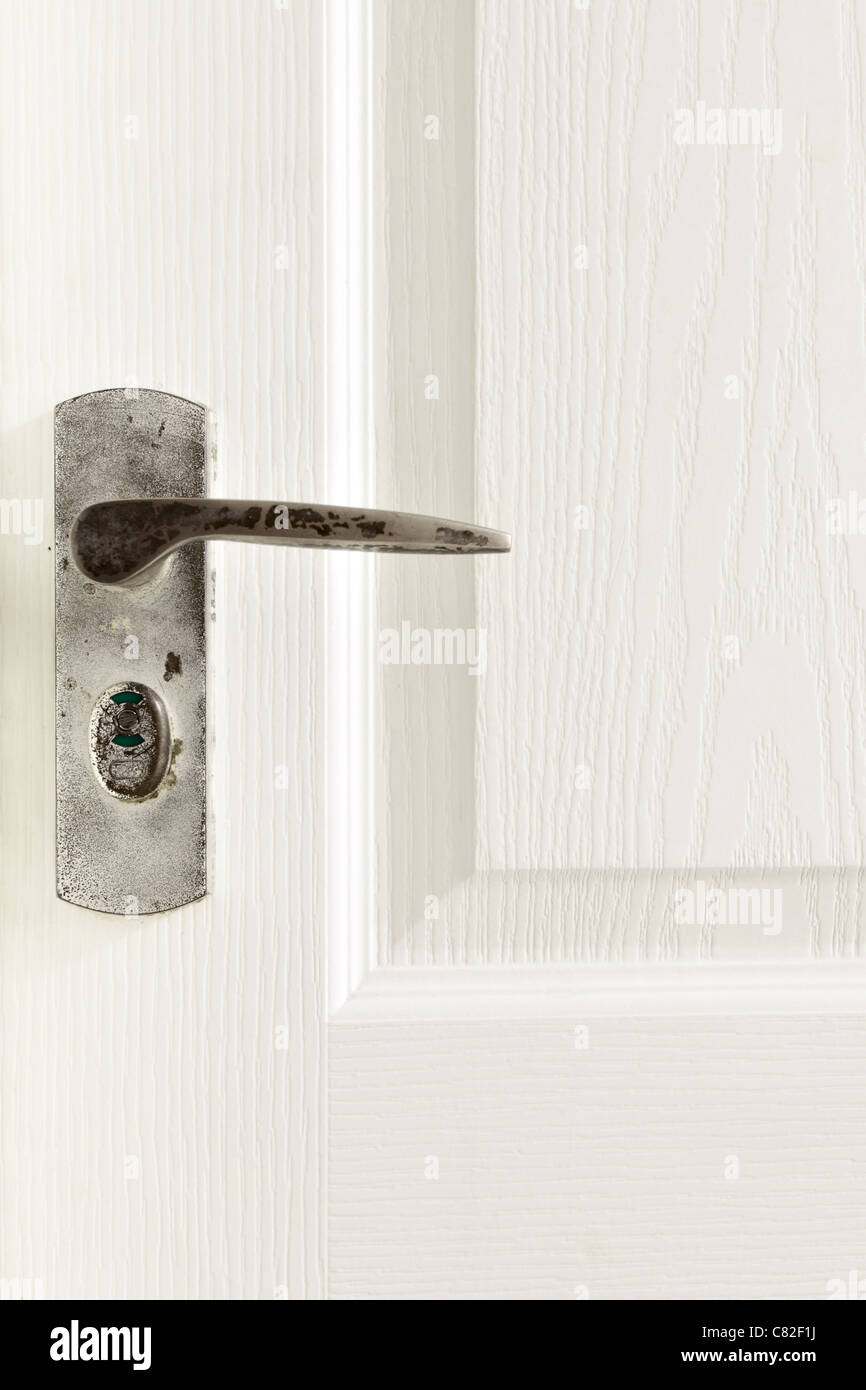 Wooden door with lock close up Stock Photo - Alamy