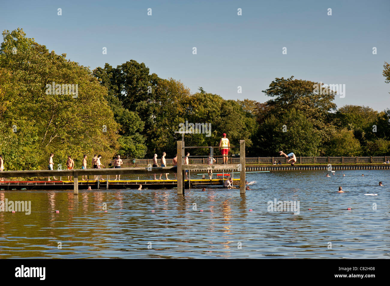Highgate Mens Bathing Pond, Hampstead Heath, NW3, London, United Kingdom Stock Photo