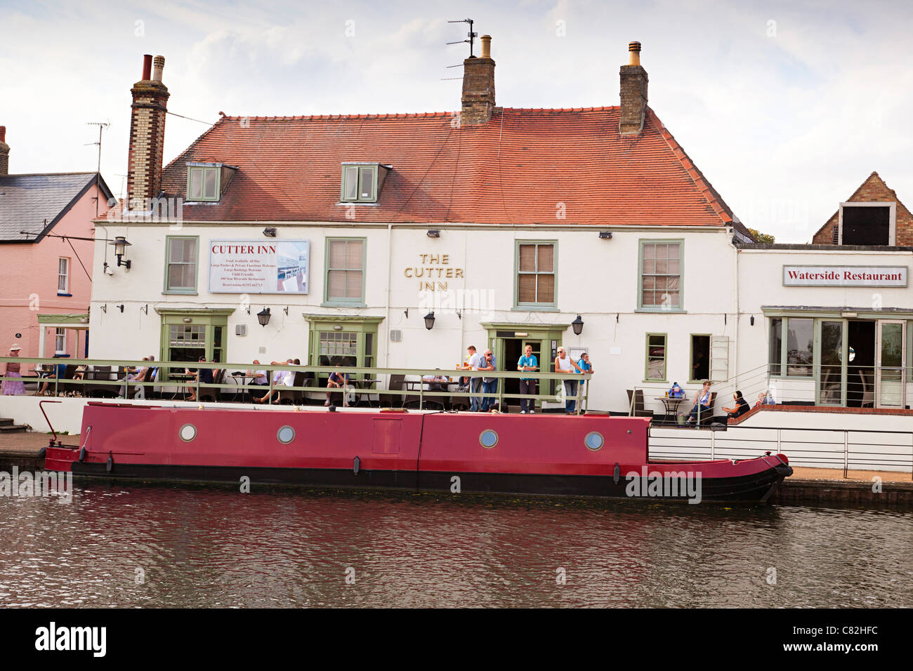 The Cutter Inn at Ely, Cambridgeshire, UK along the river Great Ouse Stock Photo