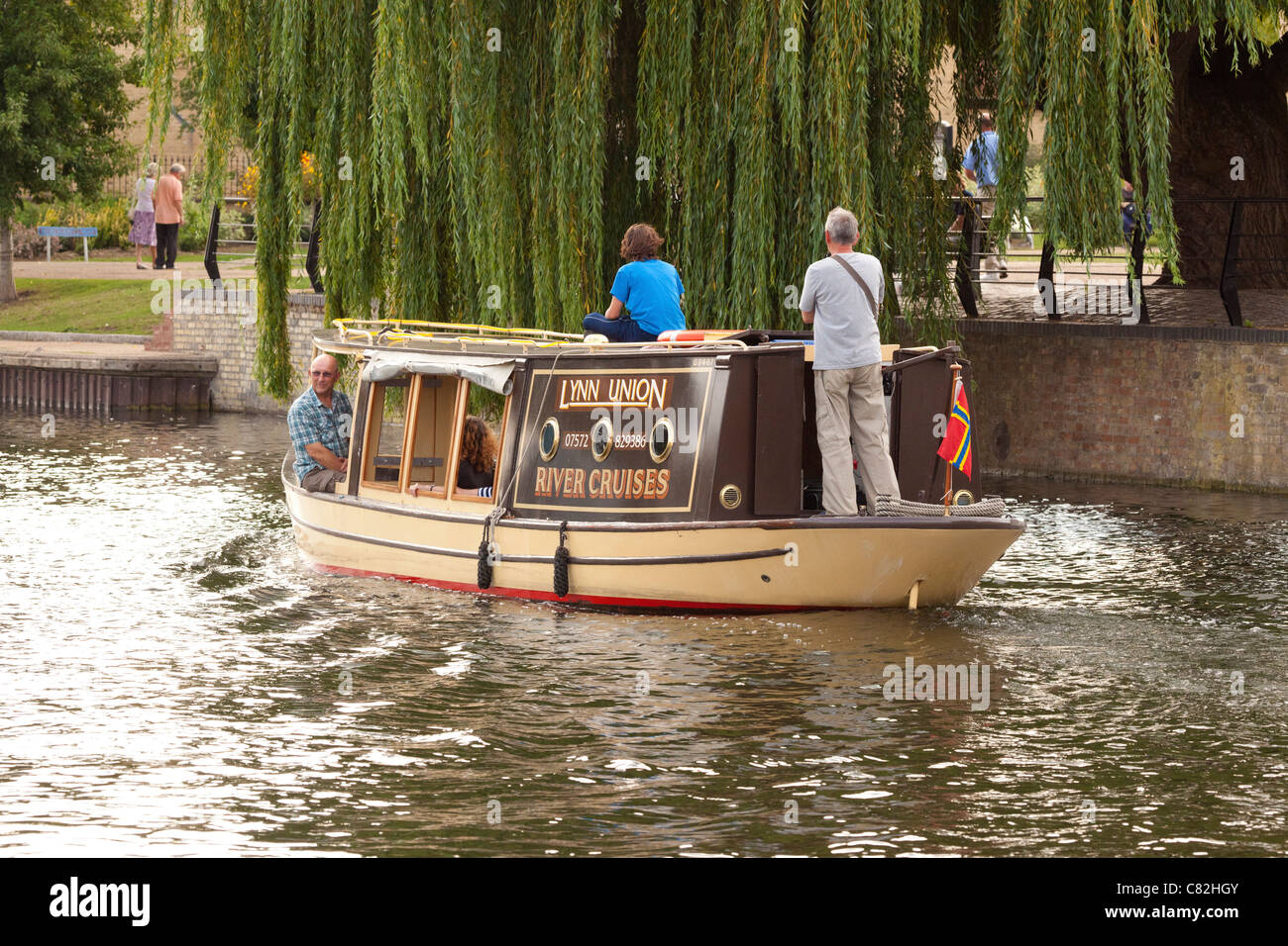 pleasure boat cruise on the River Ouse at Ely, Cambridgeshire, UK Stock ...