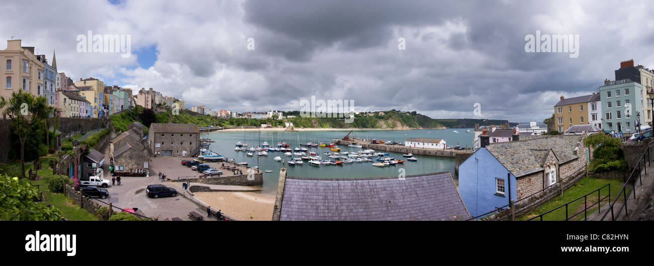 Panorama of Tenby Harbour Stock Photo