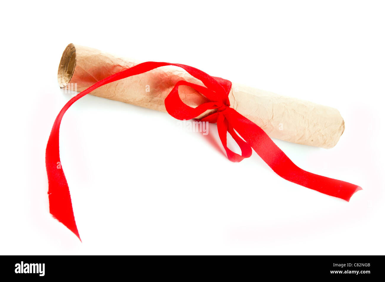 Diploma with red ribbon on white background Stock Photo - Alamy