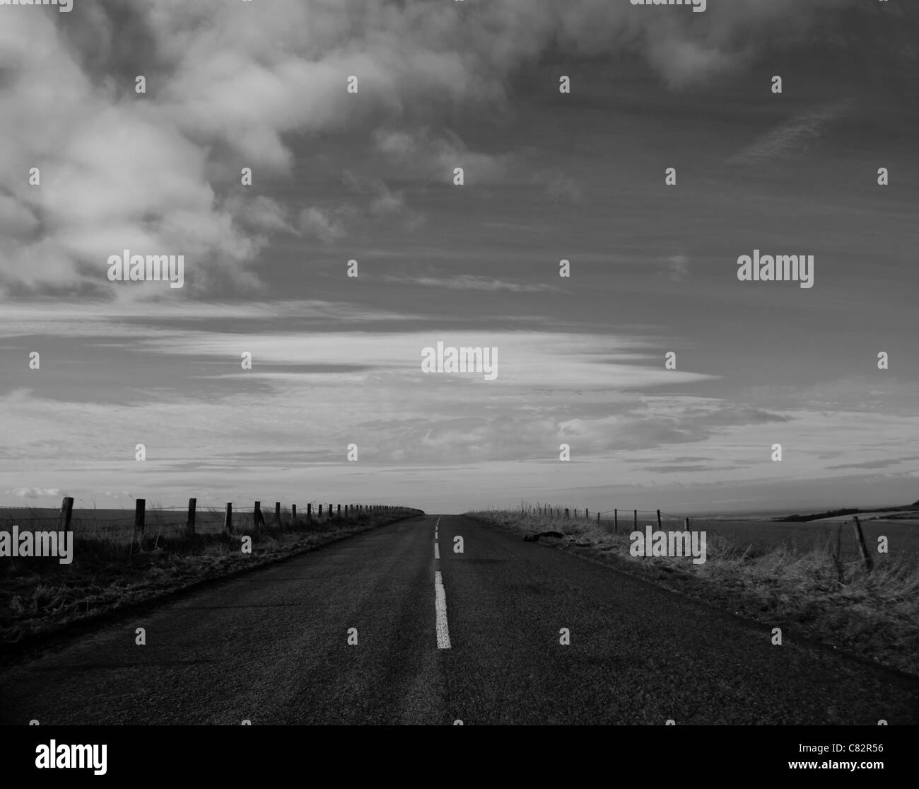 An empty road in the Yorkshire Wolds Stock Photo