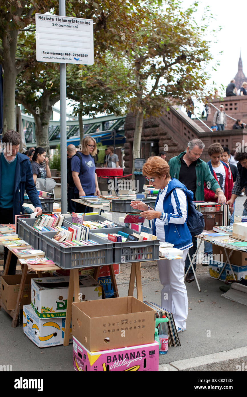Frankfurt Flea market on Schaumankai Frankfurt Germany. PhotoJeff