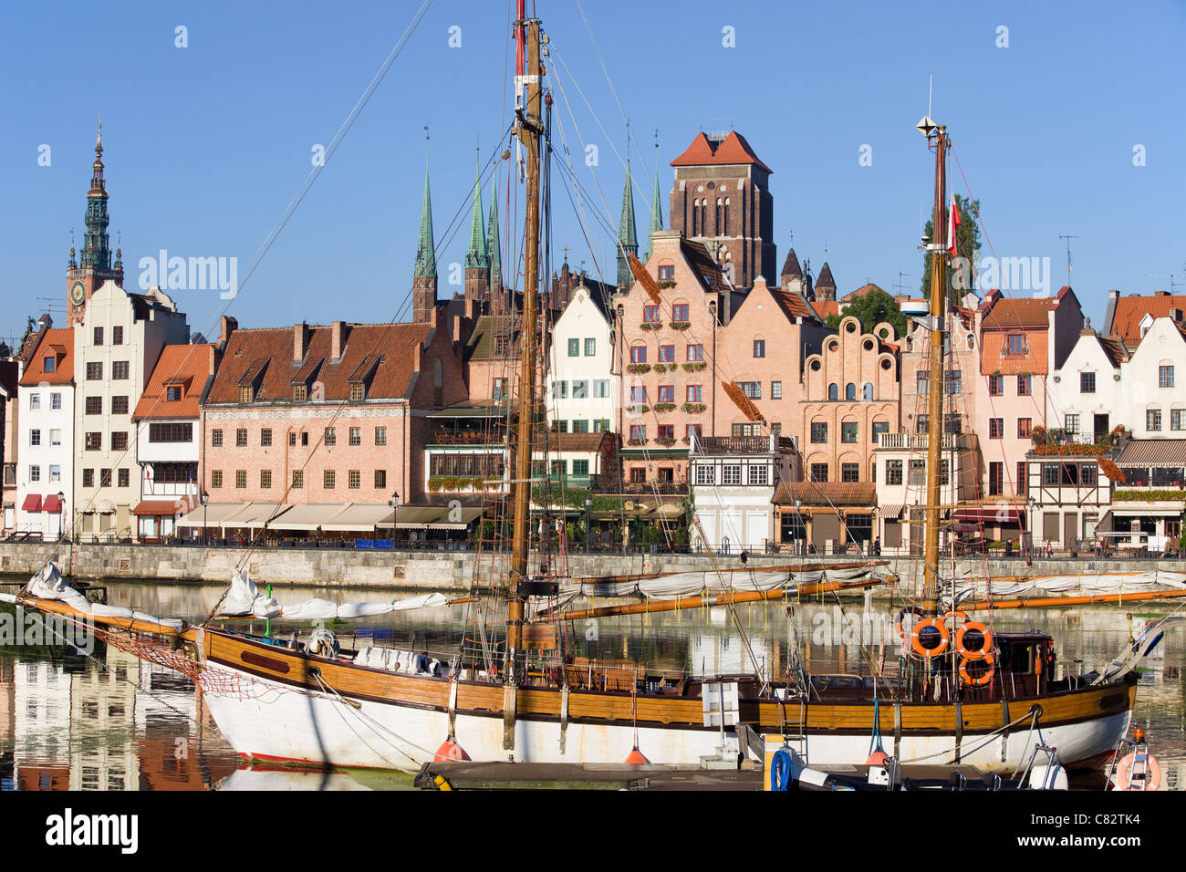 Old Town skyline, city of Gdansk river view, Poland Stock Photo