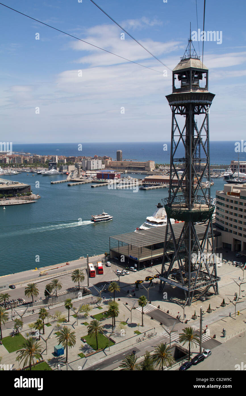 View from the cable car in Barcelona Stock Photo - Alamy
