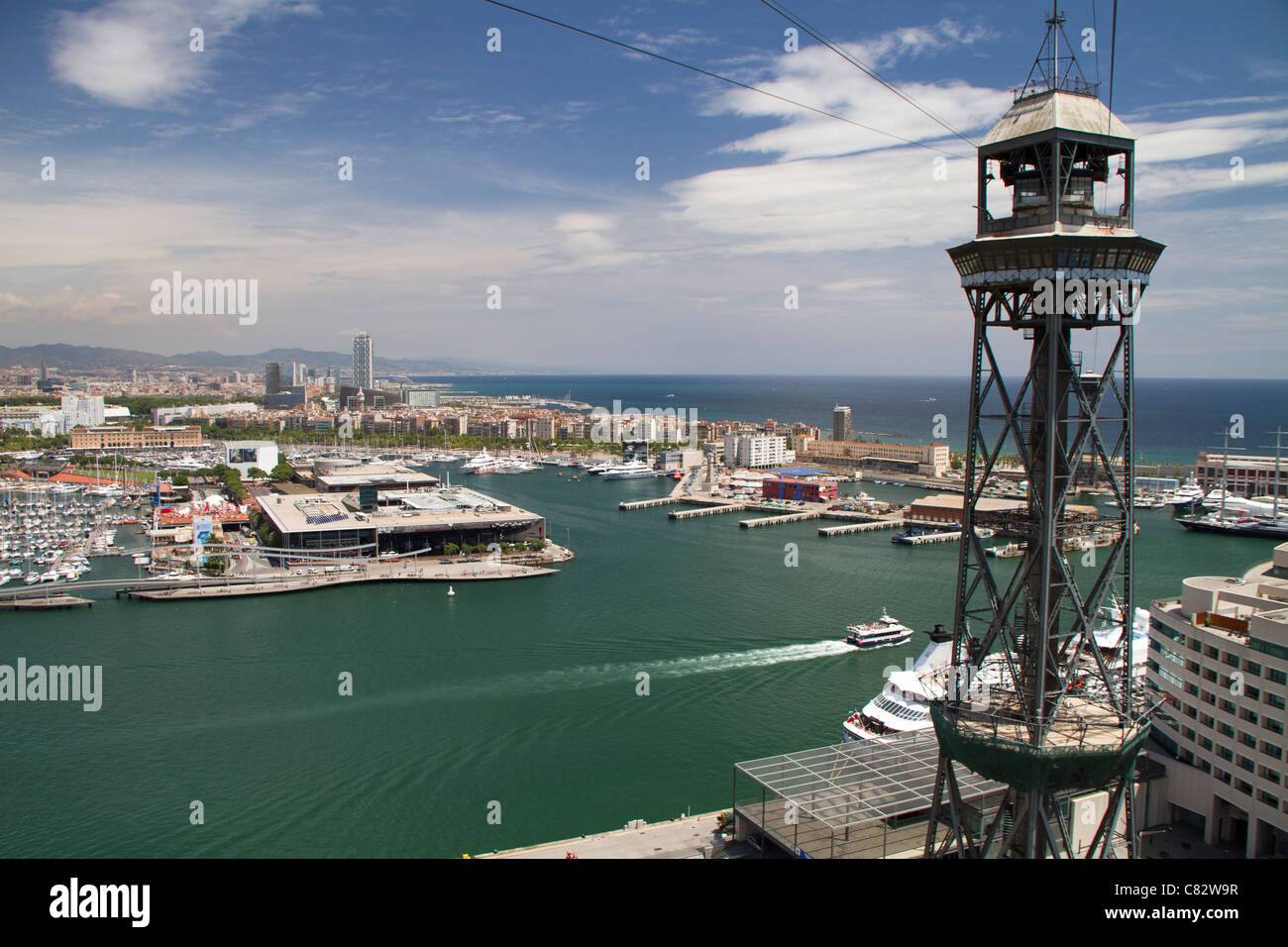 View from the cable car in Barcelona Stock Photo - Alamy