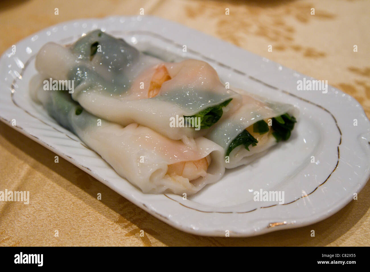 flour roll shrimp steam chinese dim sum Stock Photo