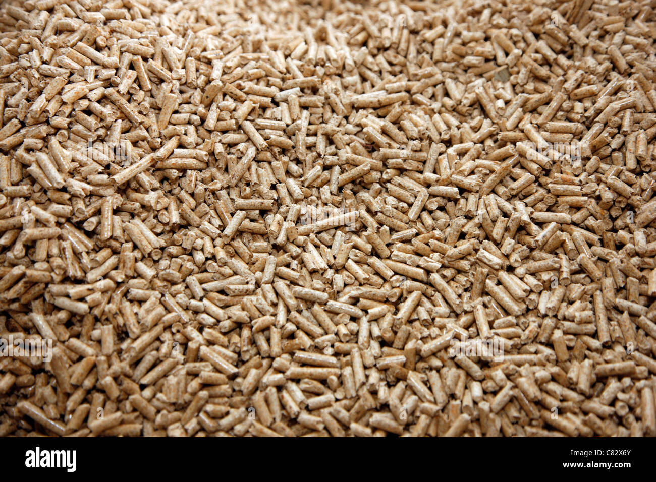 Production of wood pellets. A type of wood fuel. Sawdust ...