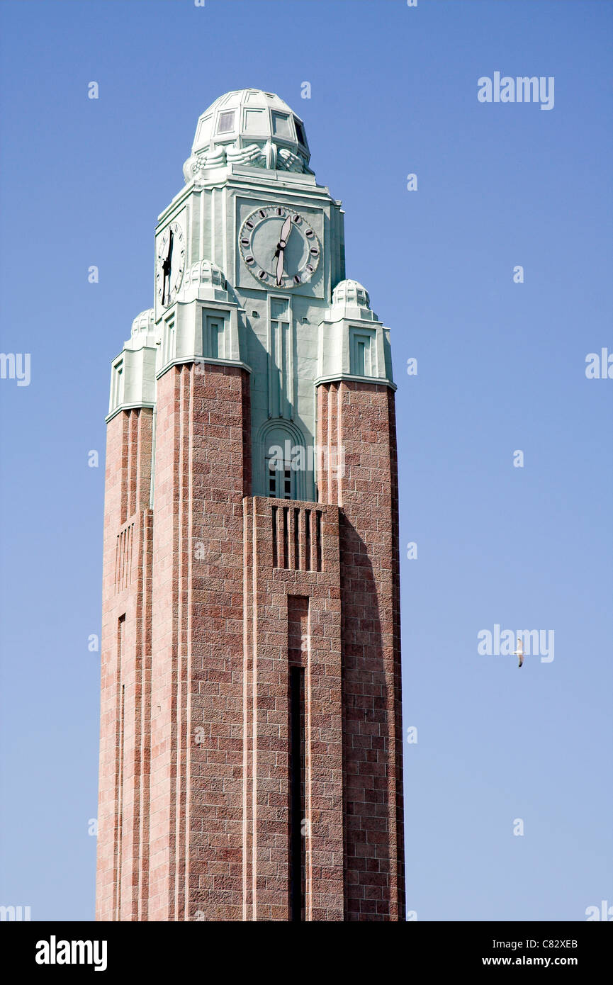 Helsinki Central Railway Station clock tower, Helsinki, Finland Stock
