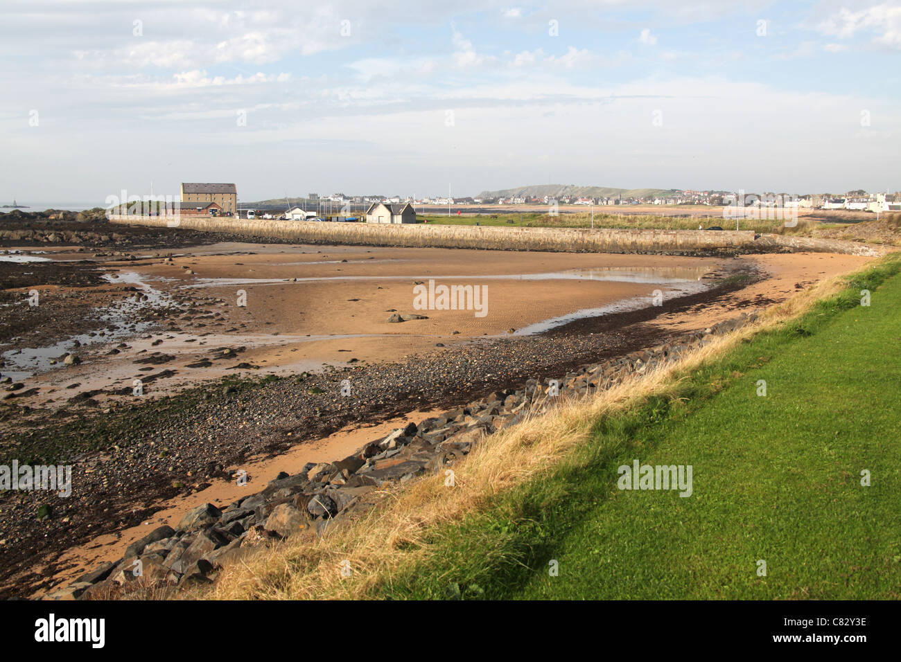 Town of Elie, Scotland. Picturesque view of Elie beach at low tide with