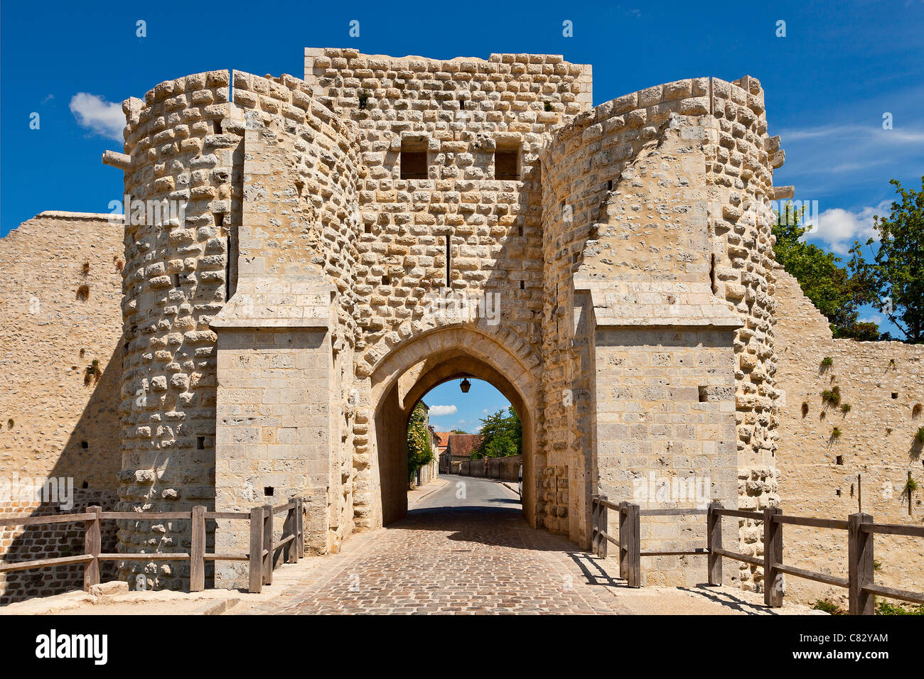 France, Seine et Marne, Provins, listed as World Heritage by UNESCO, Porte St. Jean Stock Photo