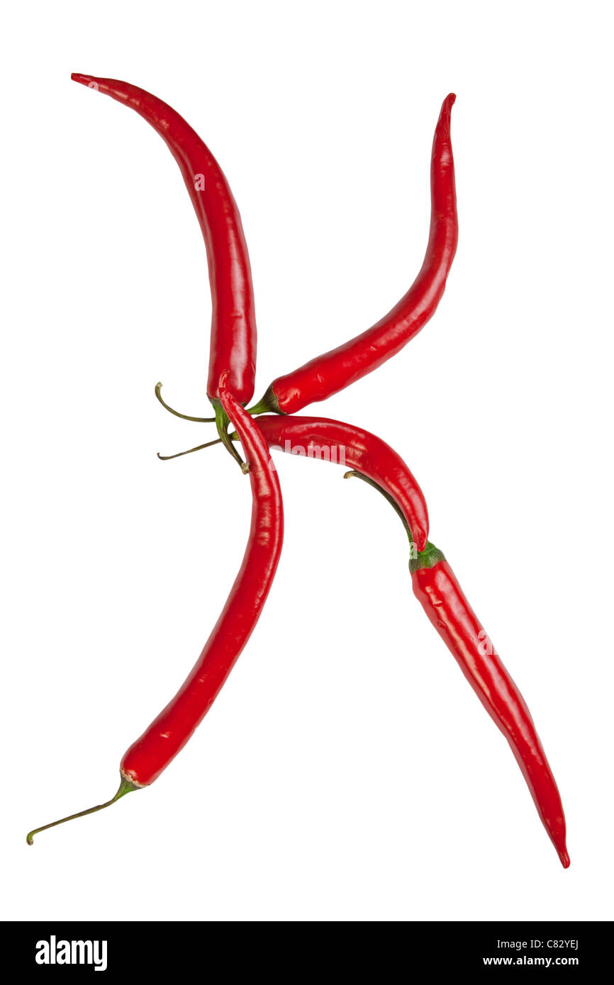 K letter made from chili, with clipping path Stock Photo - Alamy