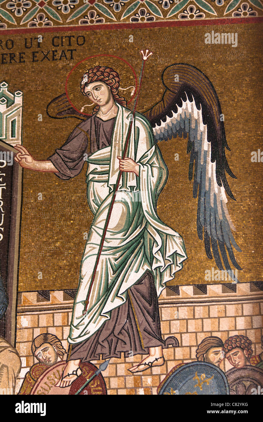 Mosaic in Cappella Palatina, Palazzo dei Normanni, Palermo, Sicily, Italy Stock Photo