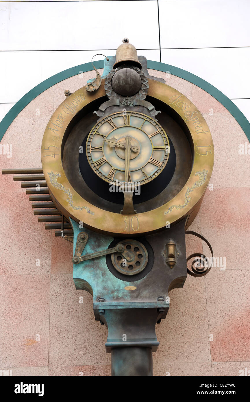 The Chiming Clock in the Clock Tower Shopping Centre at Rugby in