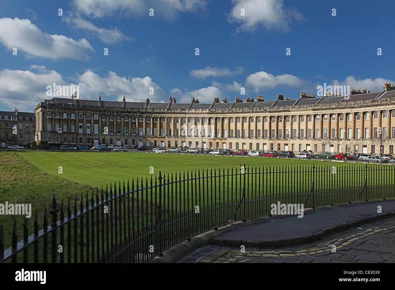 Autumn sunshine on the Georgian architecture of The Royal Crescent in Bath, N.E. Somerset, England, UK Stock Photo