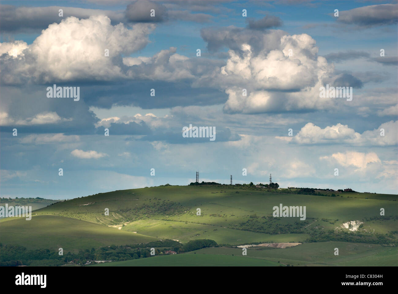 A view of the South Downs from the picturesque Steyning Bowl in West Sussex. Stock Photo