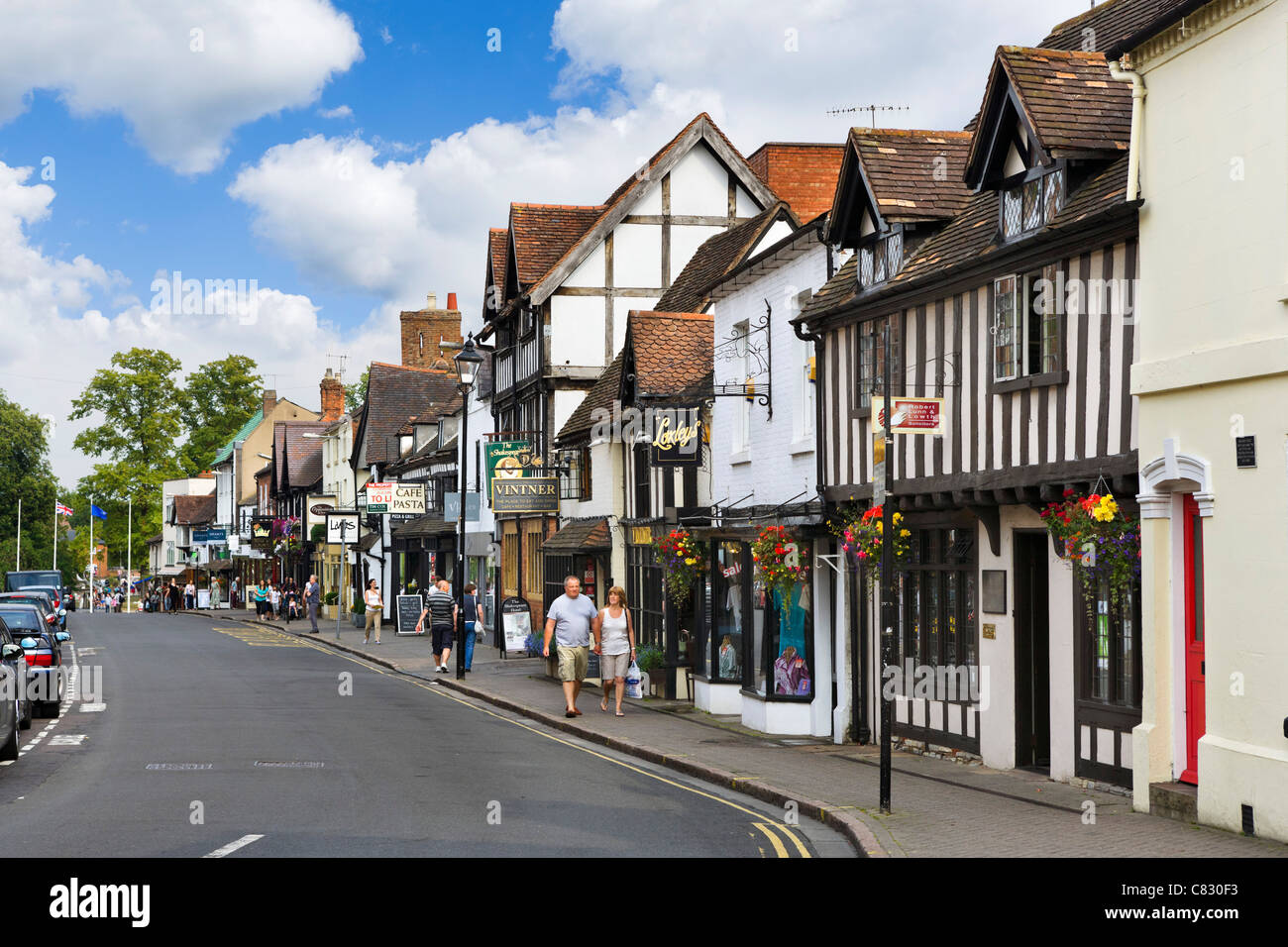 Shops on Sheep Street in the historic centre, Stratford-upon-Avon, Warwickshire, England, UK Stock Photo