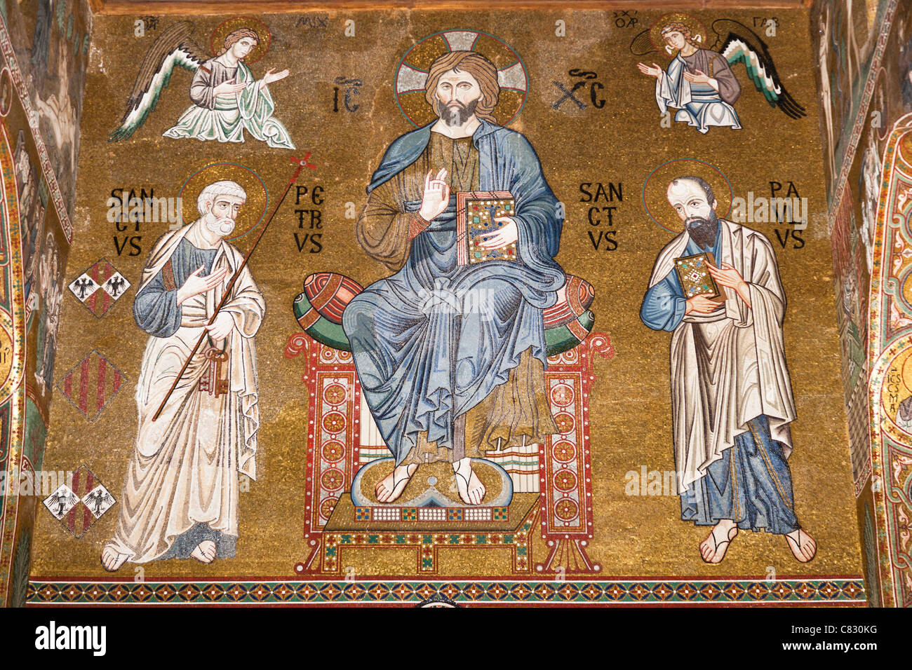 Jesus Christ, St Peter and St Paul mosaic, Cappella Palatina, Palazzo ...