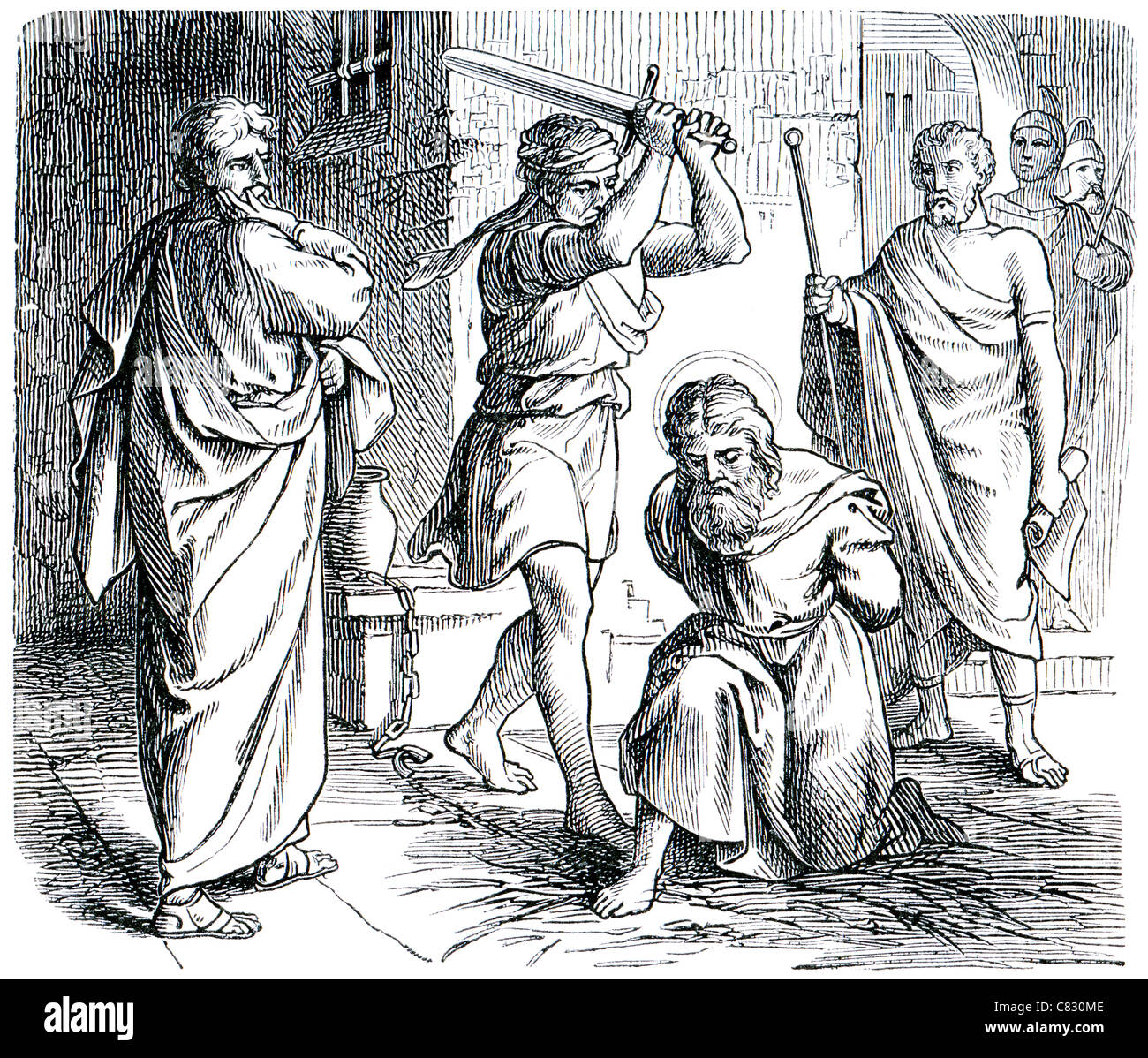 Old engraving. Execution of St. Paul. The book 'History of the Christian Religion', 1880 Stock Photo